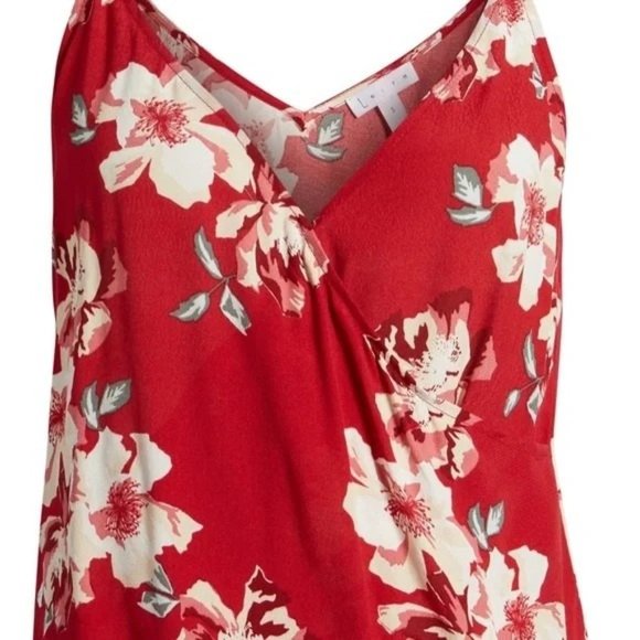 LEITH Red Floral Side Drape Wrap Camisole - Large - NWT - Picture 4 of 4